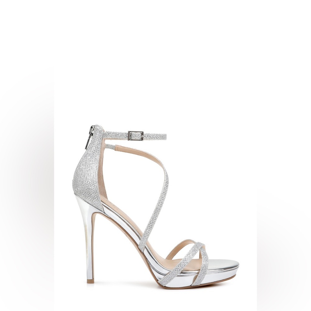 JEWEL BADGLEY MISCHKA | Galen Platform Glitter Evening Shoe in Silver - Picture 2 of 12